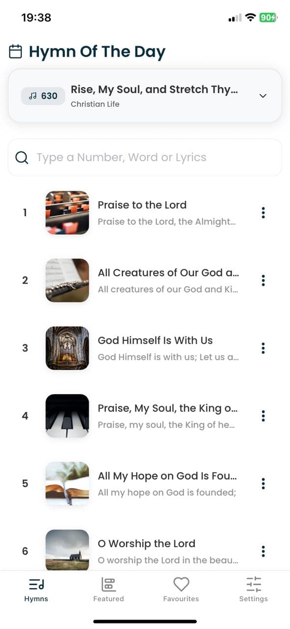 Adventist Hymnal App Features Interface