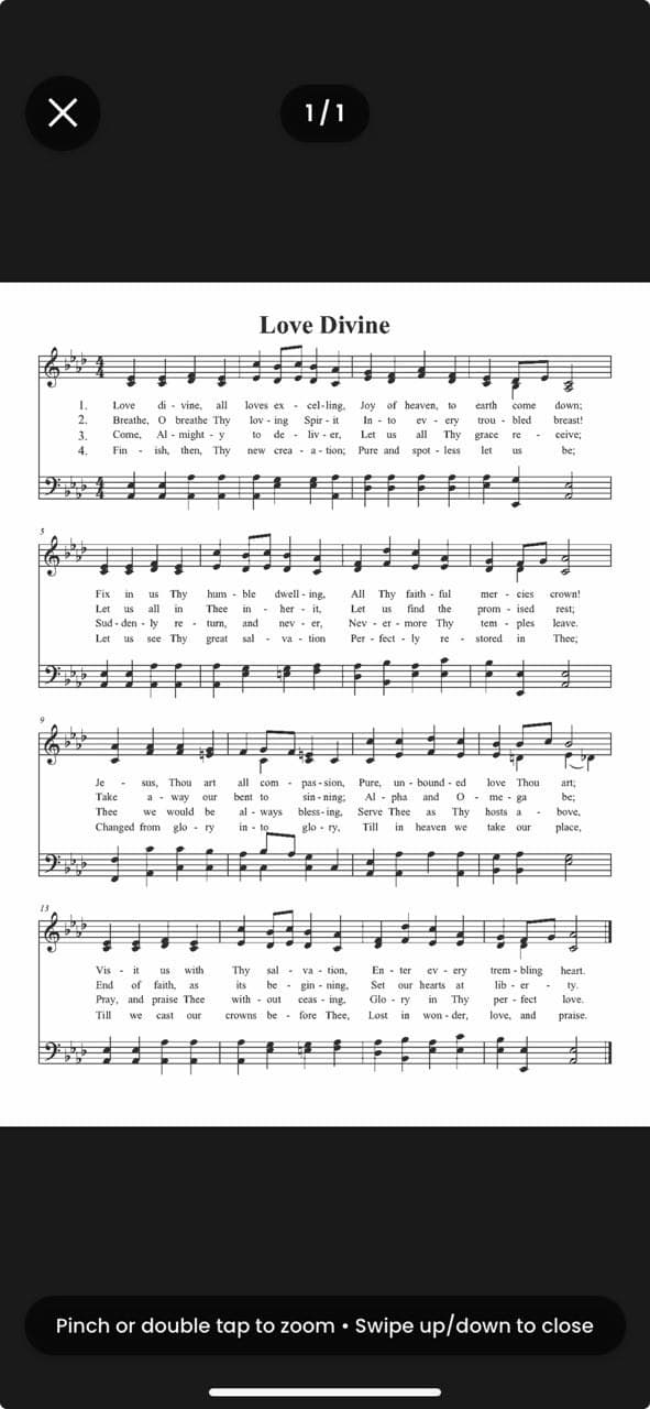 Professional sheet music viewer with zoom controls